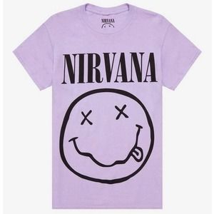 NWT Nirvana Graphic Tee Oversized smile T-shirt 90’s band tee purple SZ large L